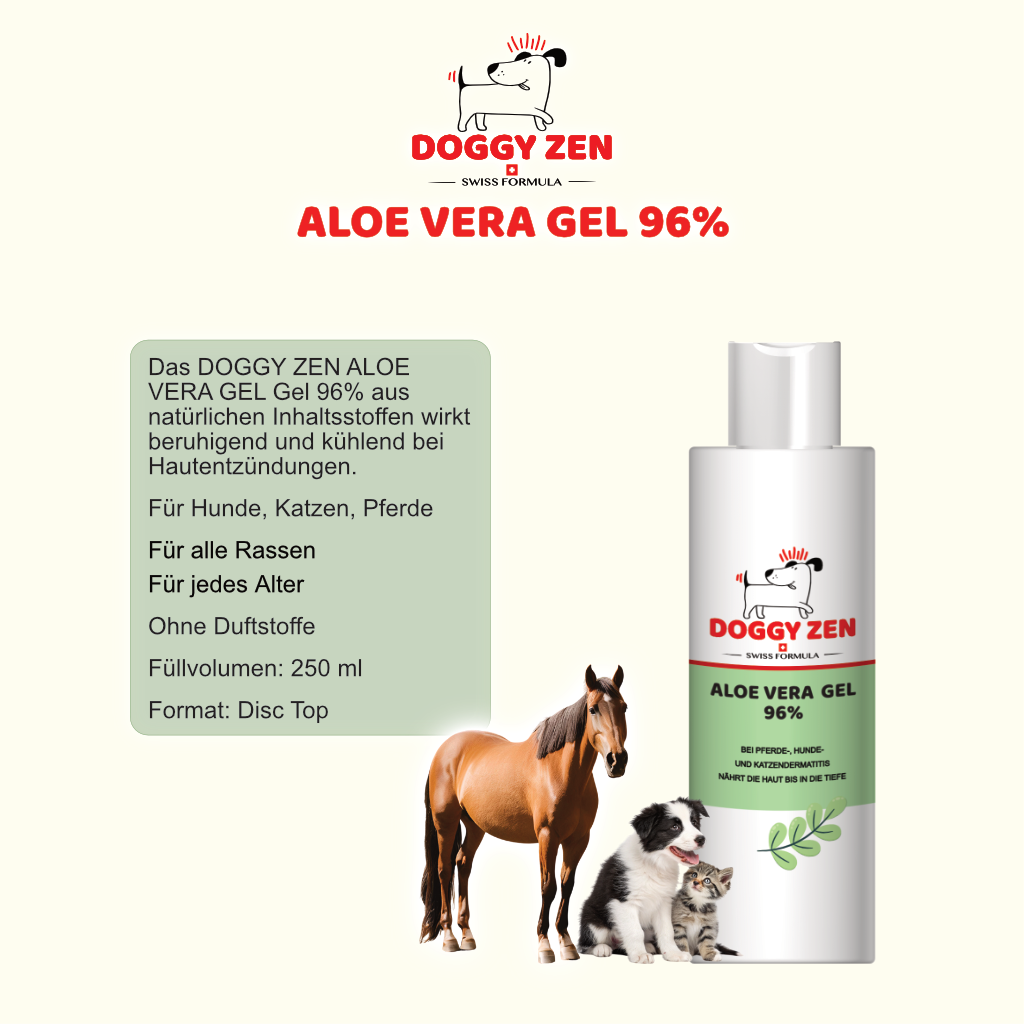ALOE VERA GEL 96% - DERMATITIS PFERDE KATZEN HUNDE - 250 ml