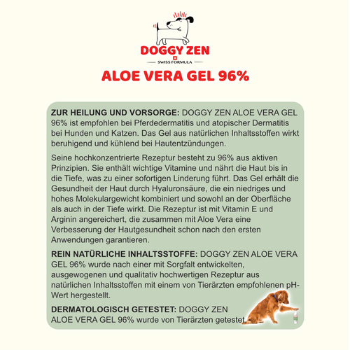 ALOE VERA GEL 96% - DERMATITIS PFERDE KATZEN HUNDE - 250 ml